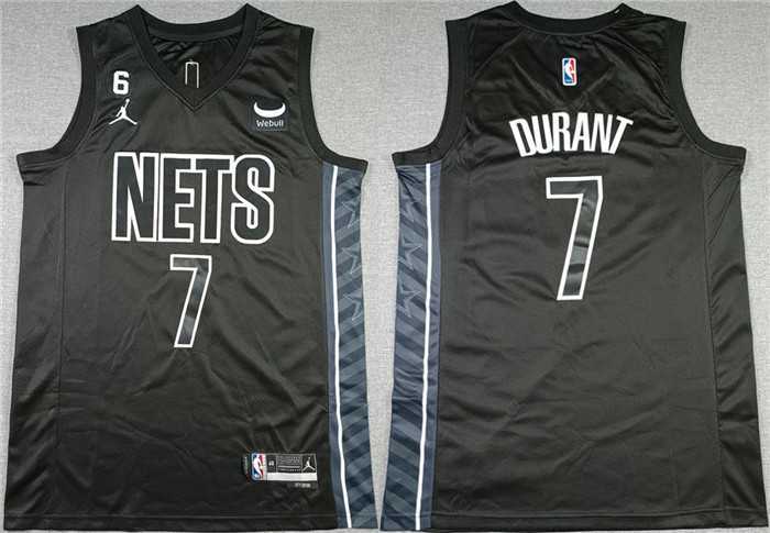 Mens Brooklyn Nets #7 Kevin Durant Black2022-23 Statement Edition No.6 Patch Stitched Basketball Jersey